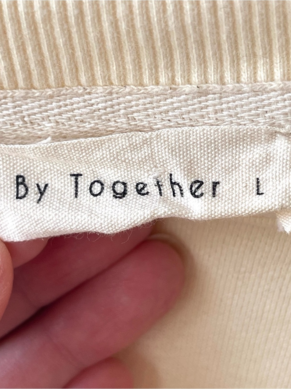 By Together Cream Sweatshirt with Rainbow Stripes Size Large - Picture 5 of 5